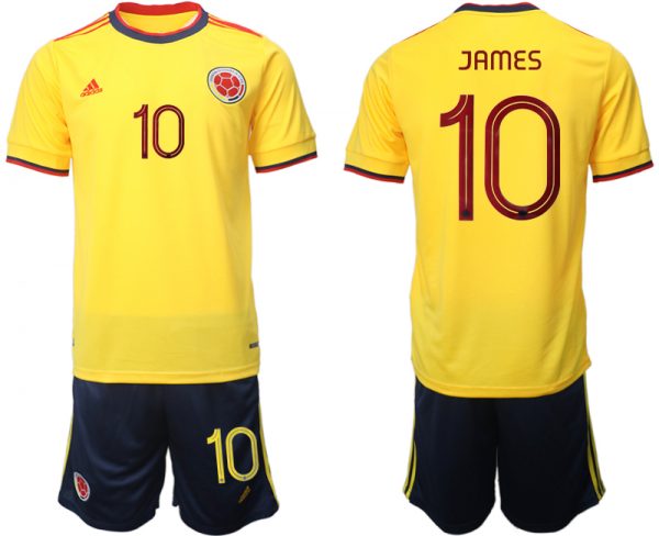 Men Columbia #10 James Yellow Home Soccer Jersey Suit