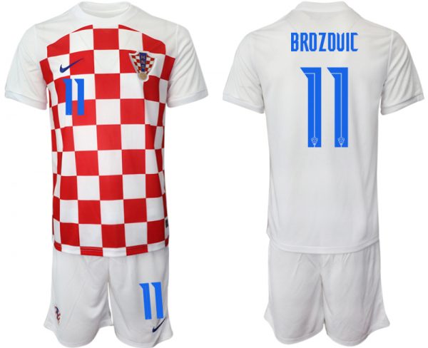 Men Croatia #11 Brozovic White Home Soccer Jersey Suit
