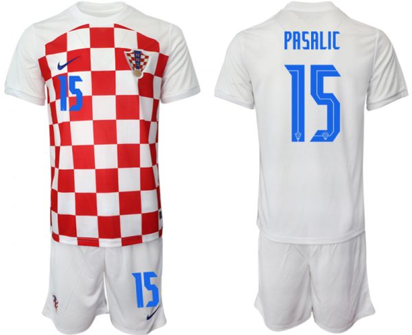 Men Croatia #15 Pasalic White Home Soccer Jersey Suit