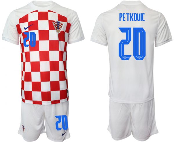 Men Croatia #20 Petkduic White Home Soccer Jersey Suit
