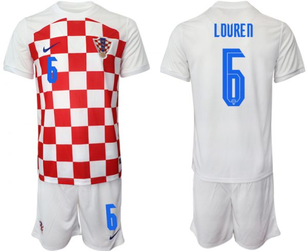 Men Croatia #6 Lovren White Home Soccer Jersey Suit