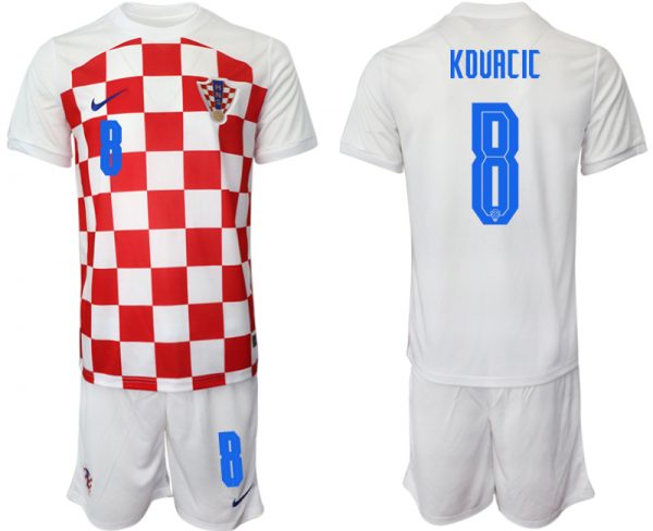 Men Croatia #8 Kovacic White Home Soccer Jersey Suit