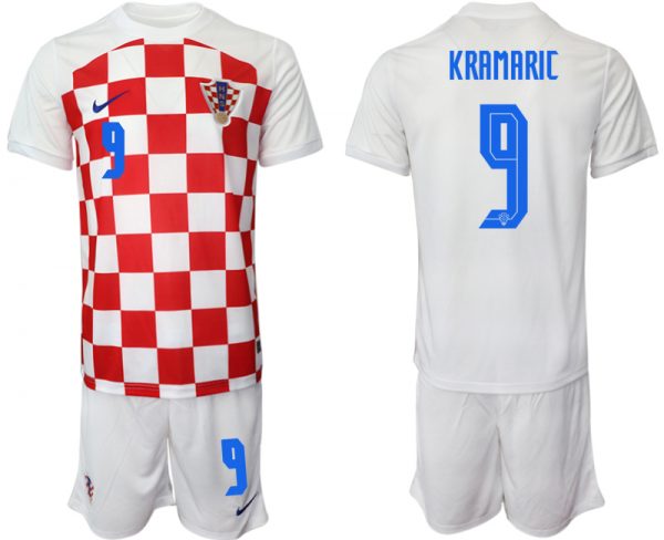 Men Croatia #9 Kramaric White Home Soccer Jersey Suit