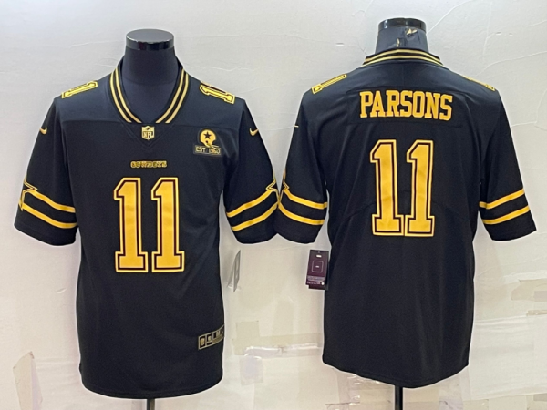 Men Dallas Cowboys #11 Micah Parsons Black Gold Edition With 1960 Patch Limited Stitched Football Jersey