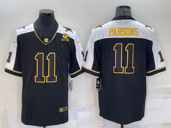 Men Dallas Cowboys #11 Micah Parsons Black Gold Thanksgiving With Patch Stitched Jersey