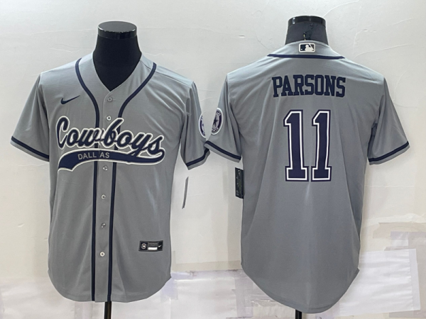 Men Dallas Cowboys #11 Micah Parsons Grey Cool Base Stitched Baseball Jersey