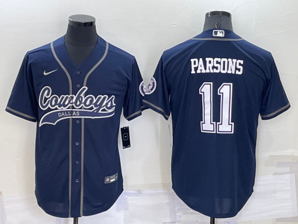 Men Dallas Cowboys #11 Micah Parsons Navy Cool Base Stitched Baseball Jersey