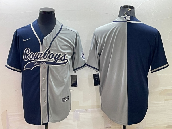 Men Dallas Cowboys #11 Micah Parsons Navy/Grey Split With Patch Cool Base Stitched Baseball Jersey