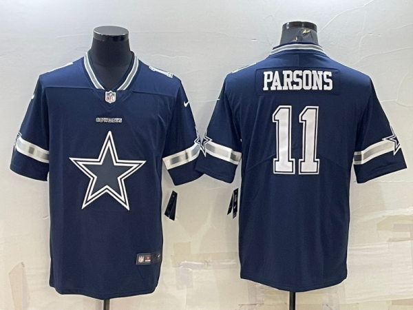Men Dallas Cowboys #11 Micah Parsons Navy Team Big Logo Limited Stitched Jersey