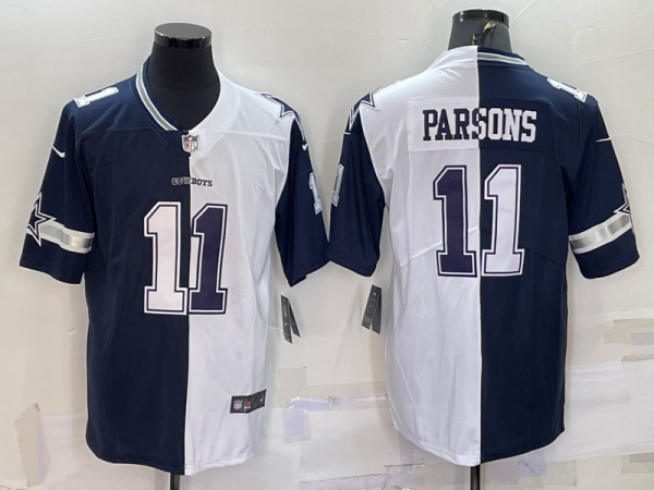 Men Dallas Cowboys #11 Micah Parsons Navy White Split Vapor Untouchable Limited Stitched Jersey