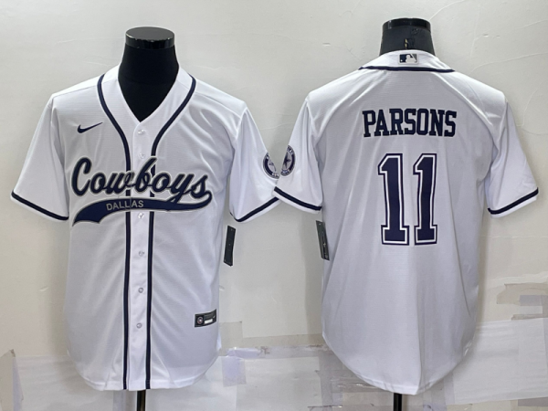 Men Dallas Cowboys #11 Micah Parsons White Cool Base Stitched Baseball Jersey