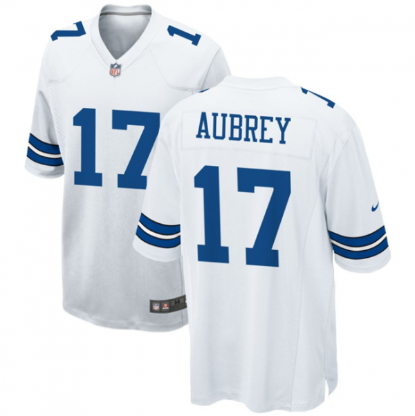 Men Dallas Cowboys #17 Brandon Aubrey White Stitched Football Game Jersey