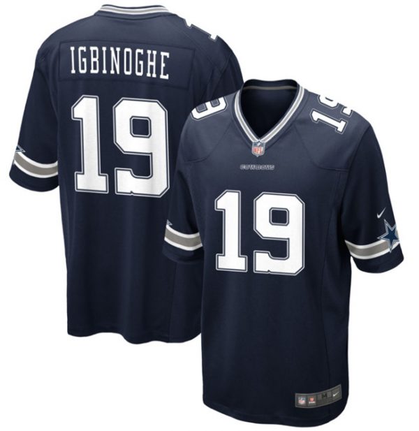 Men Dallas Cowboys #19 Noah Igbinoghene Navy Stitched Football Game Jersey