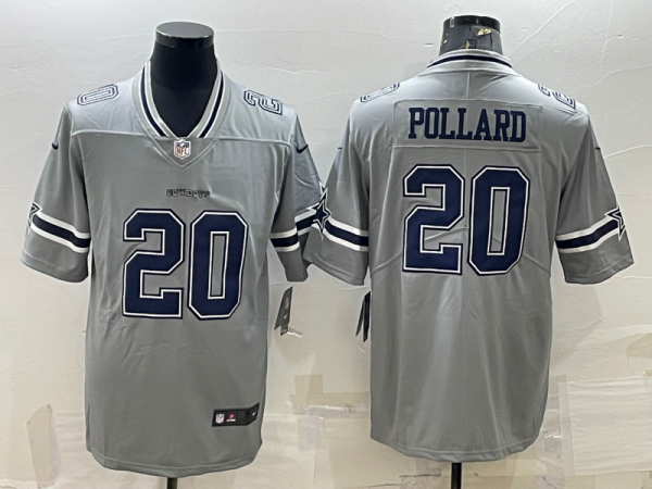 Men Dallas Cowboys #20 Tony Pollard Gray Vapor Untouchable Limited Stitched Jersey