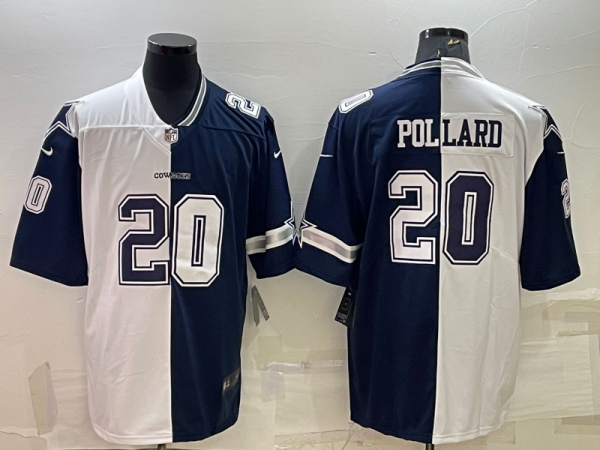 Men Dallas Cowboys #20 Tony Pollard Navy White Split Vapor Untouchable Limited Stitched Jersey
