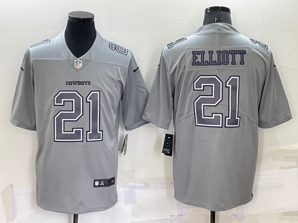 Men Dallas Cowboys #21 Ezekiel Elliott Grey Atmosphere Fashion Stitched Jersey