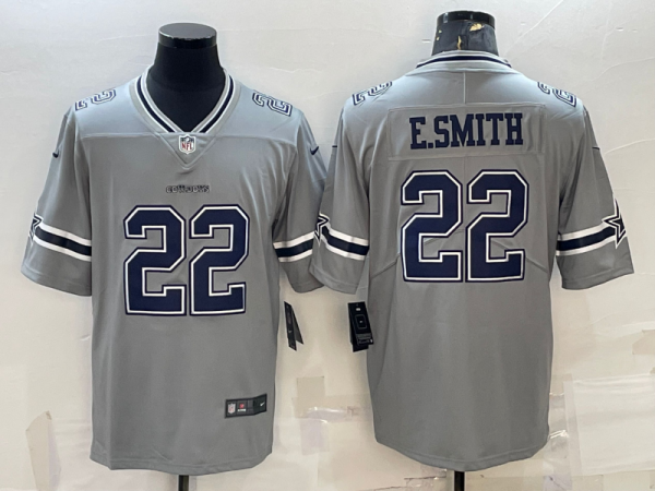 Men Dallas Cowboys #22 Emmitt Smith Grey Inverted Edition Stitched Jersey