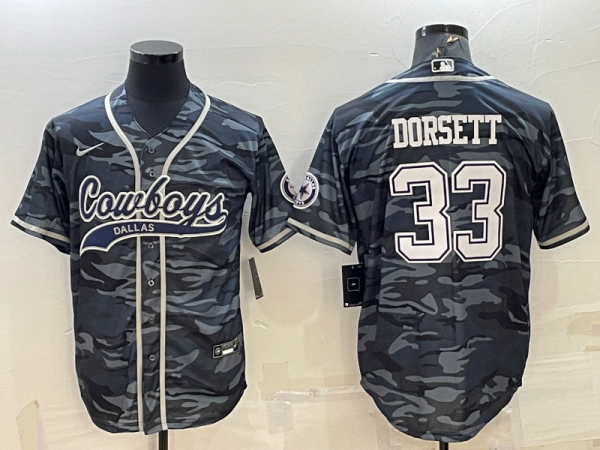 Men Dallas Cowboys #33 Tony Dorsett Grey Camo With Patch Cool Base Stitched Baseball Jersey