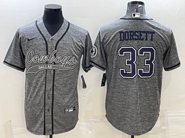 Men Dallas Cowboys #33 Tony Dorsett Grey With Patch Cool Base Stitched Baseball Jersey