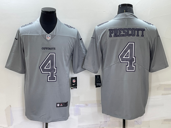 Men Dallas Cowboys #4 Dak Prescott Grey Atmosphere Fashion Stitched Jersey