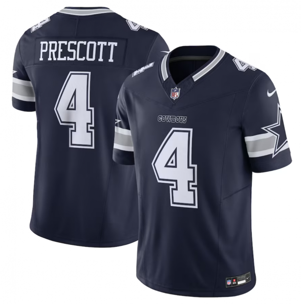 Men Dallas Cowboys #4 Dak Prescott Navy 2023 F.U.S.E. Vapor Limited Stitched Football Jersey