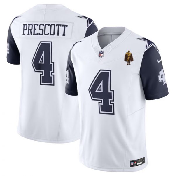 Men Dallas Cowboys #4 Dak Prescott Navy 2023 F.U.S.E. With Walter Payton Patch Alternate Vapor Limited Stitched Football Jersey