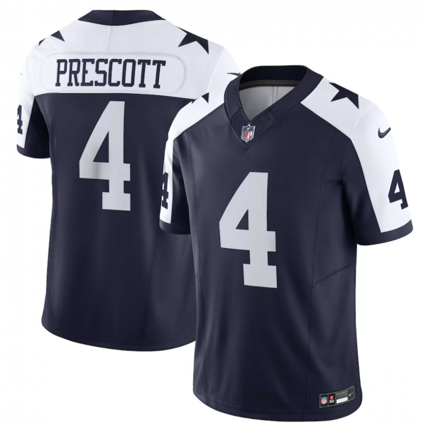 Men Dallas Cowboys #4 Dak Prescott White 2023 F.U.S.E. Vapor Limited Stitched Football Jersey