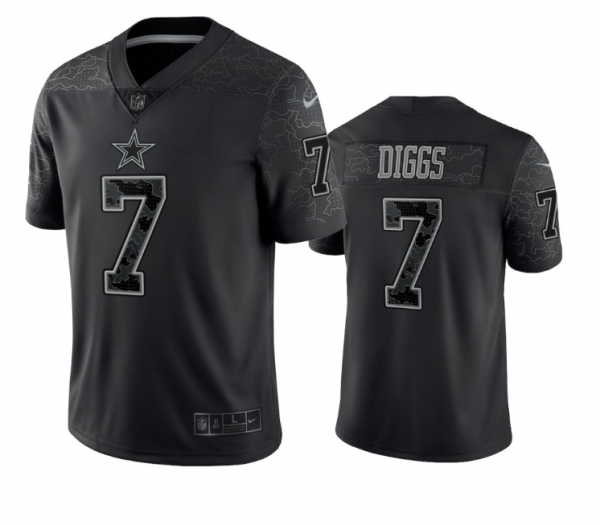 Men Dallas Cowboys #7 Trevon Diggs Black Reflective Limited Stitched Football Jersey