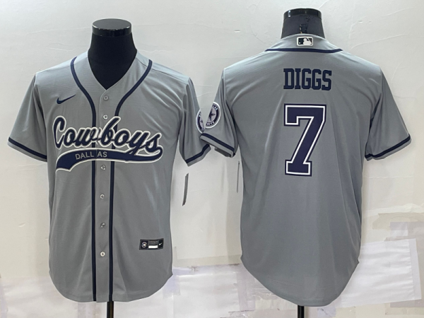 Men Dallas Cowboys #7 Trevon Diggs Grey Cool Base Stitched Baseball Jersey