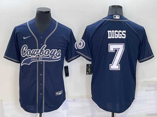 Men Dallas Cowboys #7 Trevon Diggs Navy Cool Base Stitched Baseball Jersey