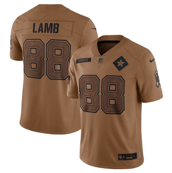 Men Dallas Cowboys #88 CeeDee Lamb 2023 Brown Salute To Service Limited Football Jersey