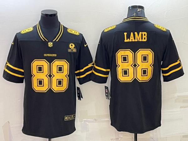 Men Dallas Cowboys #88 CeeDee Lamb Black Gold Edition With 1960 Patch Limited Stitched Football Jersey