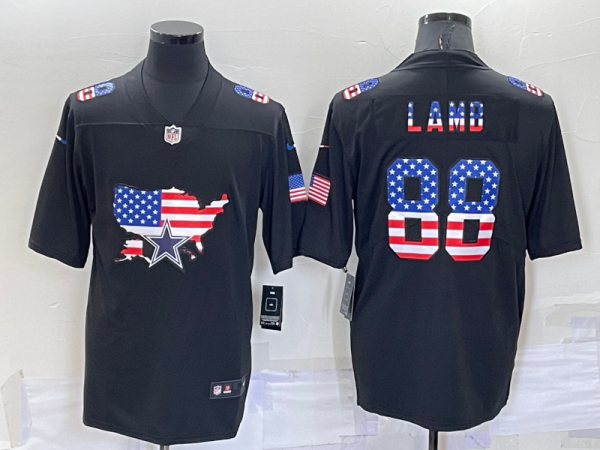 Men Dallas Cowboys #88 CeeDee Lamb Black USA Flag Limited Stitched Jersey