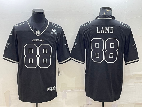 Men Dallas Cowboys #88 CeeDee Lamb Black With 1960 Patch Limited Stitched Football Jersey