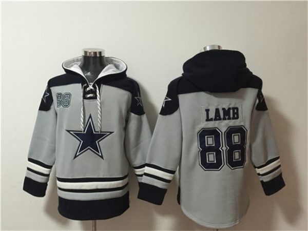 Men Dallas Cowboys #88 CeeDee Lamb Grey Ageless Must-Have Lace-Up Pullover Hoodie