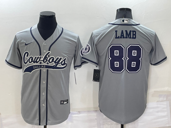 Men Dallas Cowboys #88 CeeDee Lamb Grey Cool Base Stitched Baseball Jersey
