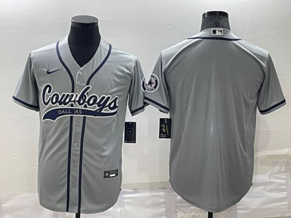 Men Dallas Cowboys Blank Grey Cool Base Stitched Baseball Jersey