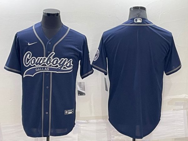 Men Dallas Cowboys Blank Navy Cool Base Stitched Baseball Jersey