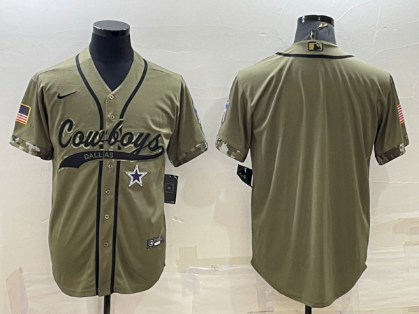 Men Dallas Cowboys Blank Olive Salute to Service Cool Base Stitched Baseball Jersey