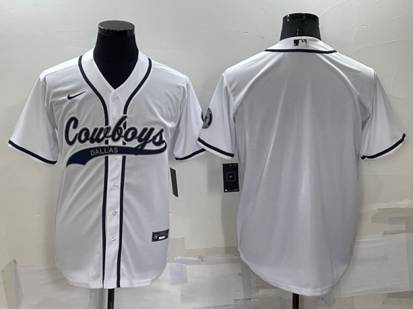 Men Dallas Cowboys Blank White Cool Base Stitched Baseball Jersey