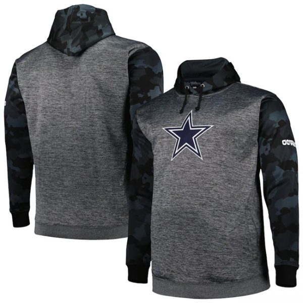Men Dallas Cowboys Heather Charcoal Big & Tall Camo Pullover Hoodie