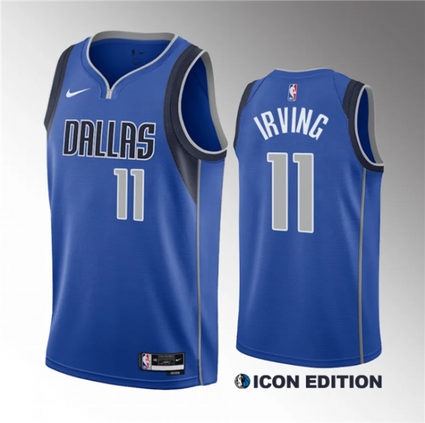 Men Dallas Mavericks #11 Kyrie Irving Blue Icon Edition Stitched Basketball Jersey