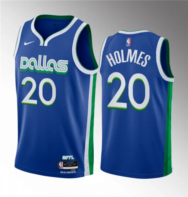 Men Dallas Mavericks #20 Richaun Holmes Blue 2023 Draft City Edition Stitched Basketball Jersey