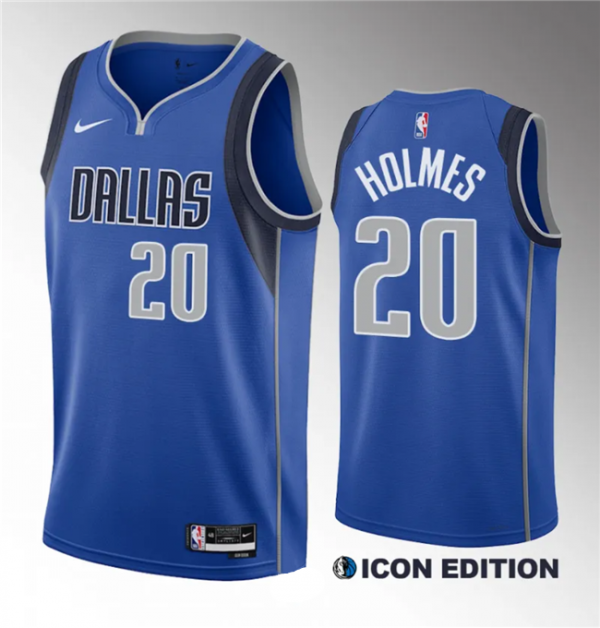 Men Dallas Mavericks #20 Richaun Holmes Blue 2023 Draft Icon Edition Stitched Basketball Jersey