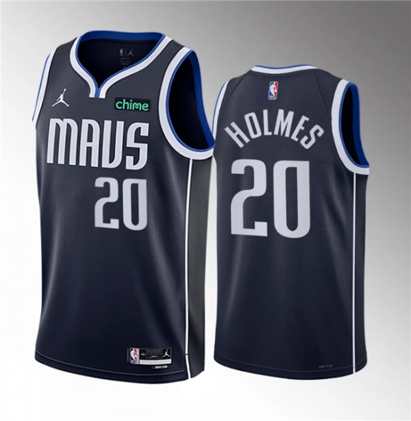 Men Dallas Mavericks #20 Richaun Holmes Navy 2023 Draft Statement Edition Stitched Basketball Jersey