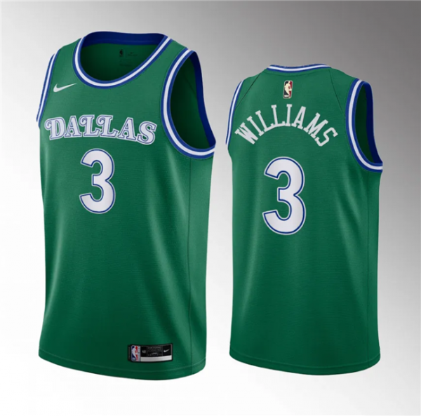 Men Dallas Mavericks #3 Grant Williams Green Classic Edition Stitched Basketball Jersey
