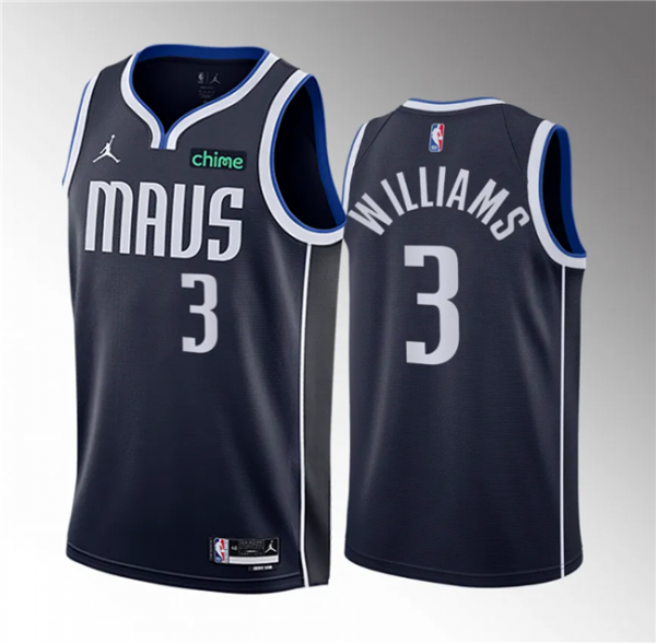 Men Dallas Mavericks #3 Grant Williams Navy Statement Edition Stitched Basketball Jersey