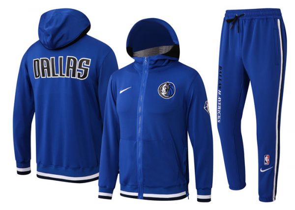 Men Dallas Mavericks 75th Anniversary Royal Performance Showtime Full-Zip Hoodie Jacket And Pants Suit