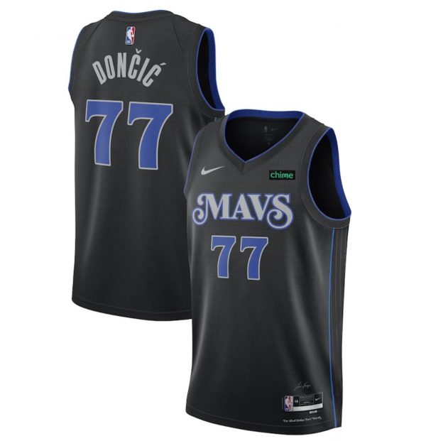 Men Dallas Mavericks #77 Luka Doncic Black 2023-24 City Edition Stitched Basketball Jersey