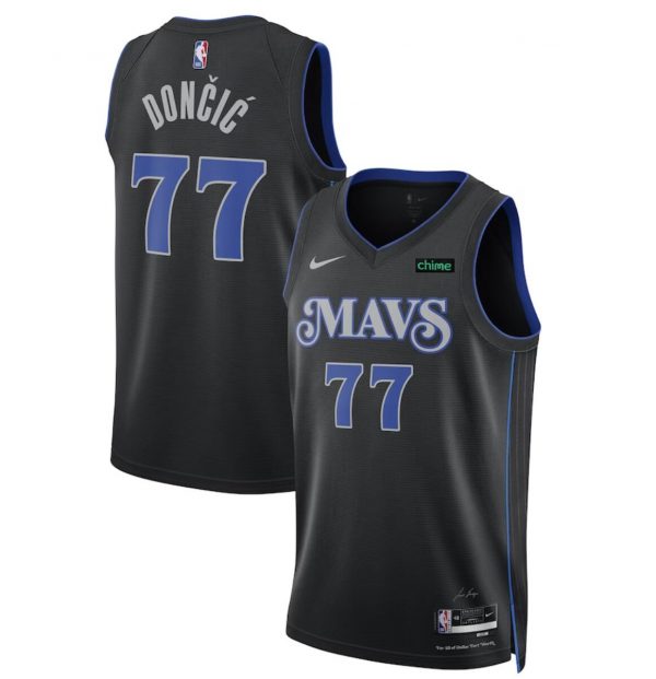Men Dallas Mavericks #77 Luka Doncic Black 2023/24 City Edition Stitched Basketball Jersey